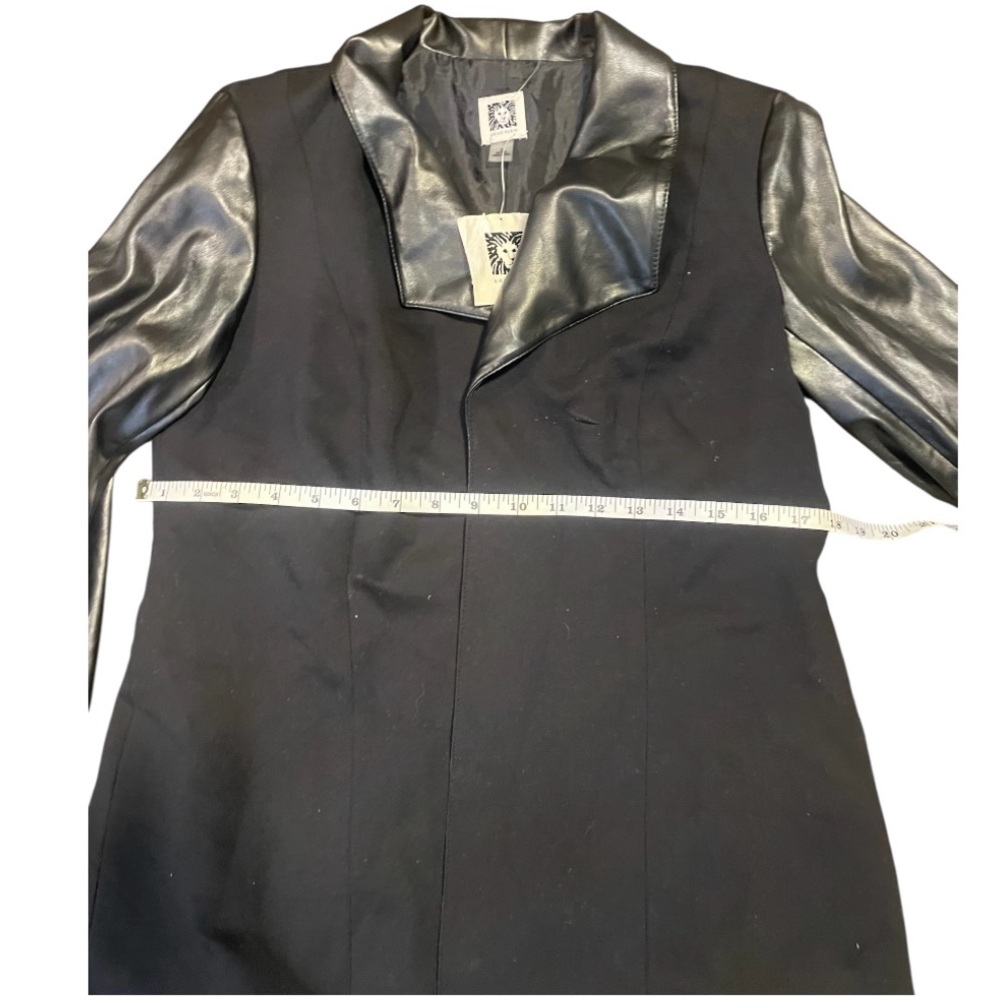 Anne Klein Black Blazer with Leather Sleeves - Picture 8 of 10